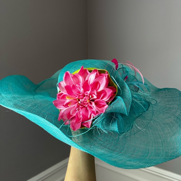 Turquoise Custom Derby/Wedding Hat - Picture 2 of 4
